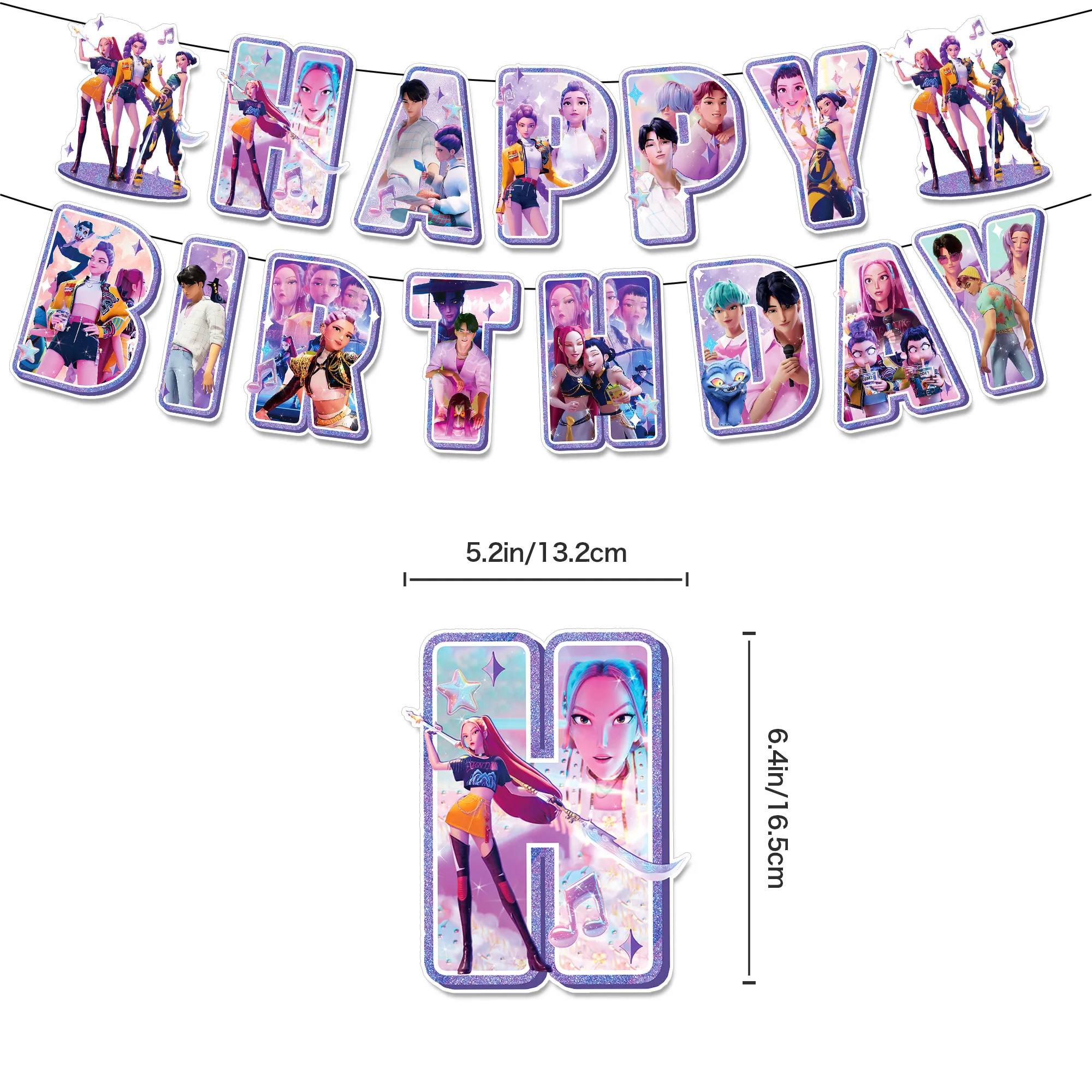 Demon Hunters Birthday Party Decor Tableware Banner Decorations Cake Topper Balloon Girl Kid Korean Kpop Anime Party Supplie Set