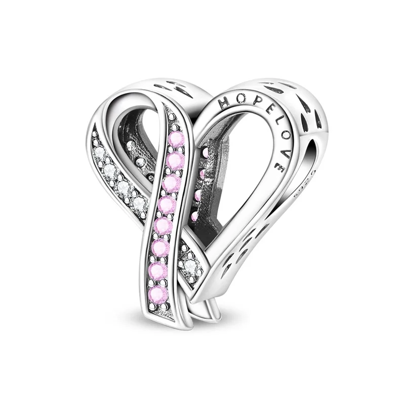 Original 925 Sterling Silver Pink Power Charms Bead Fit 3mm Original Bracelet DIY Women Exquisite Birthday Party Jewelry Gifts