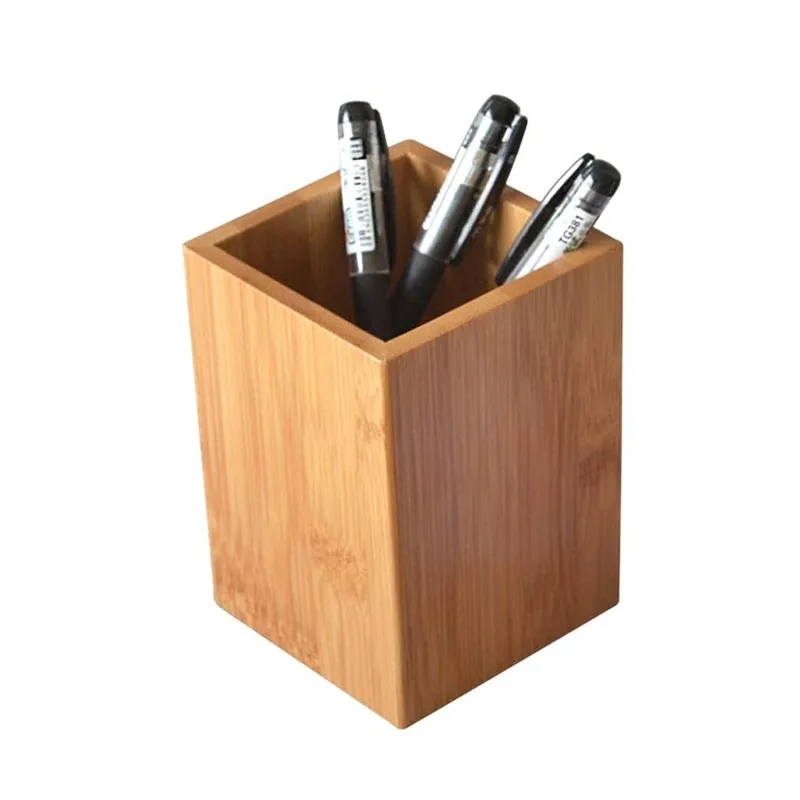 1PC Bamboo Wood Desk Pen Pencil Holder Stand Multi Purpose Use Pencil Cup Pot Desk Organizer Office Accessories