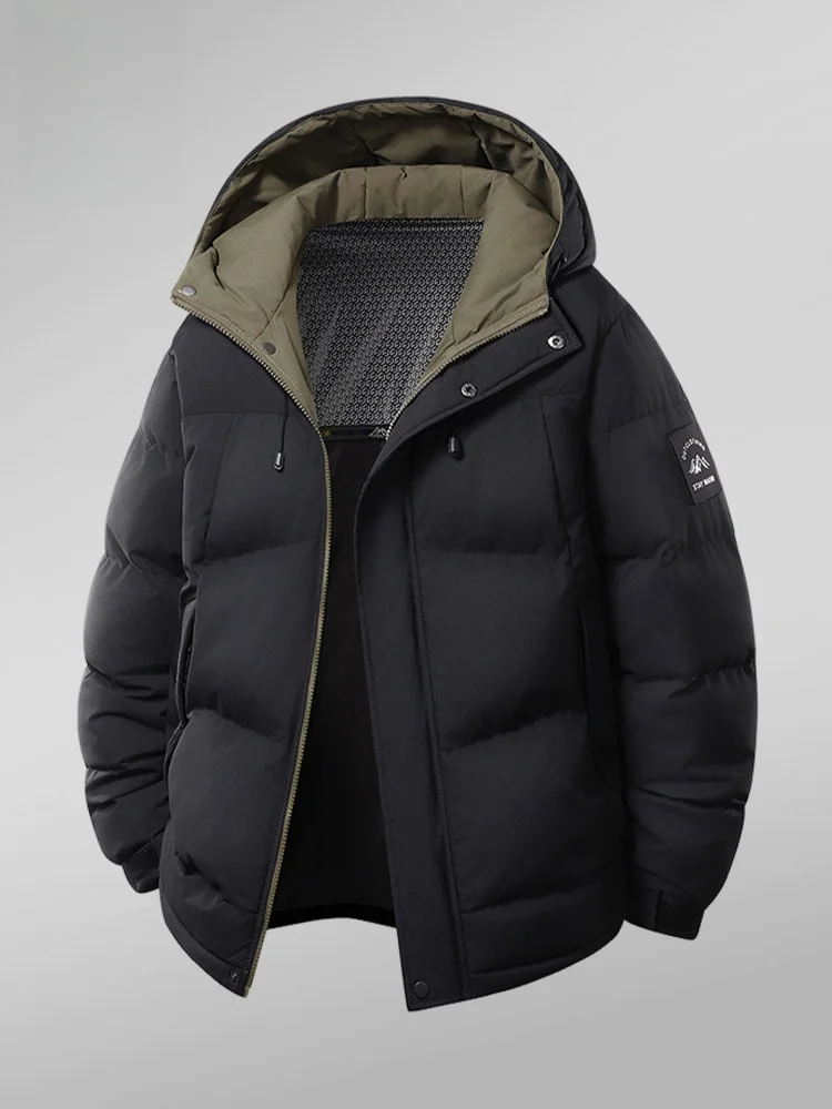

Rn Men's ort Padded Jaet with Hood Thiened Winter Warm Cotton Coat Loose Fit Large Size Casual Outerwear