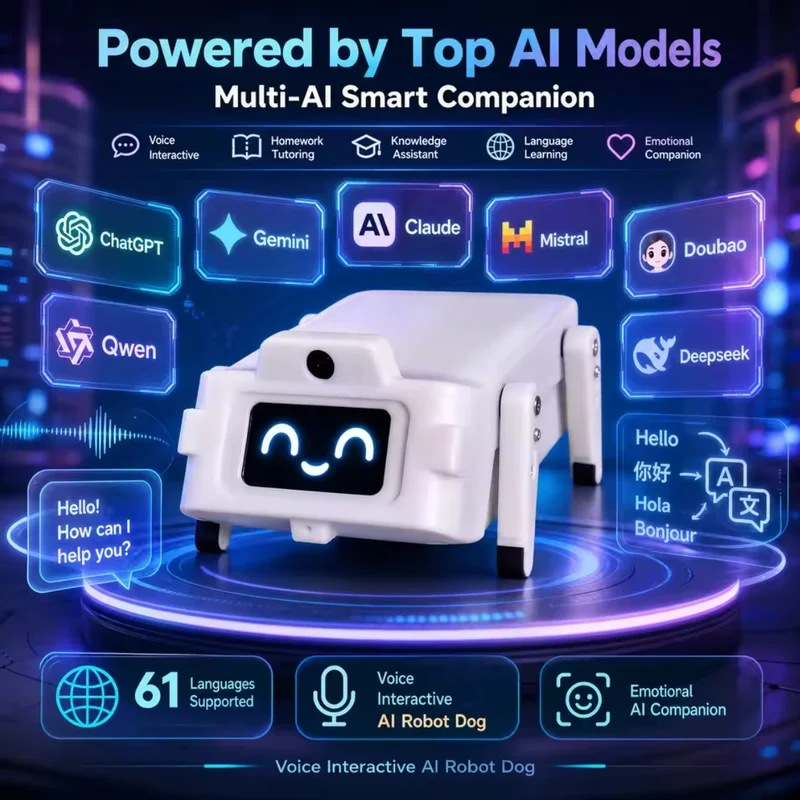 AI Robot Dog, 61+ Languages, Robotic Pet With, Voice Interactive & Speech Recognition Toy