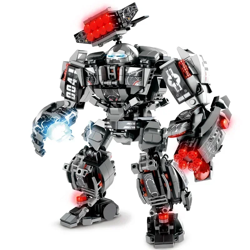 Figuras de acción de superhéroes de Los Vengadores, Iron Man Hulkbuster Steel Mecha, bloques de construcción, modelo de película clásica, juguetes de ladrillos para niños, regalo