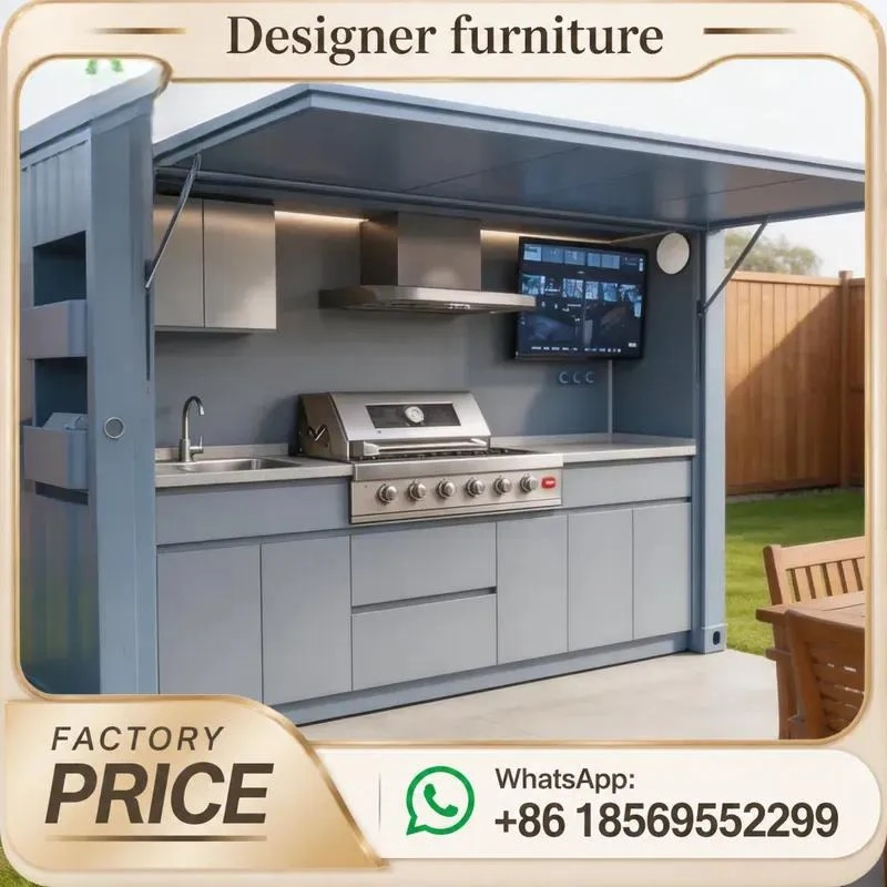 Modern Aluminum Hydraulic Retractable Awning For Garden Kitchen Pod BBQ Sink Fridge Weatherproof Outdoor Shelter