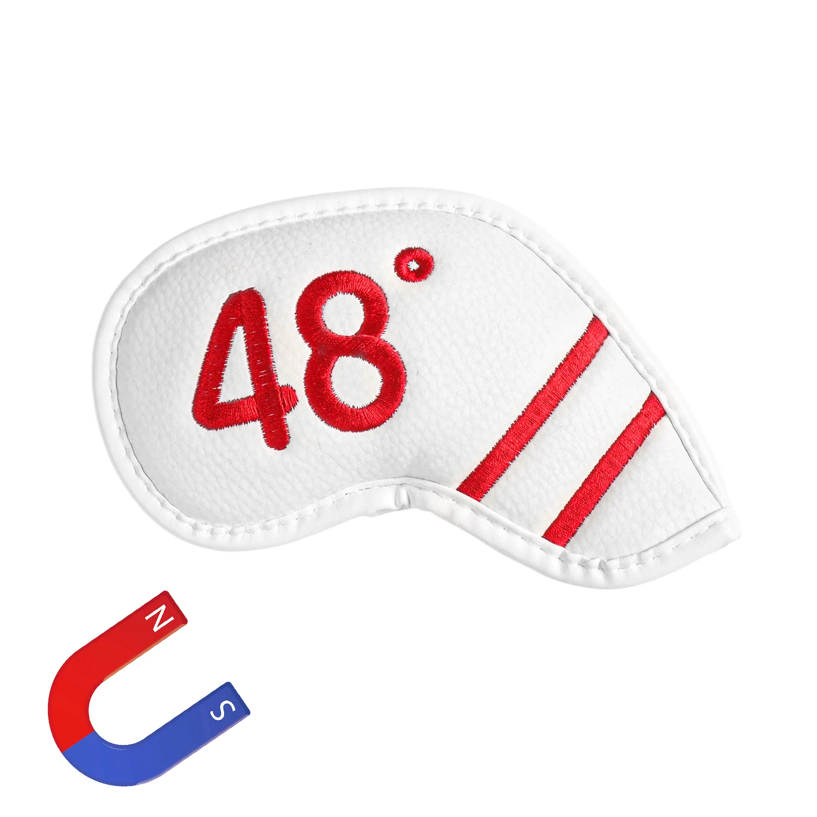 Magnetische golf ijzeren wedge headcovers, 1/8 verpakking, premium PU-leer met stijlvolle dubbelzijdige kleurrijke borduurwerklabel