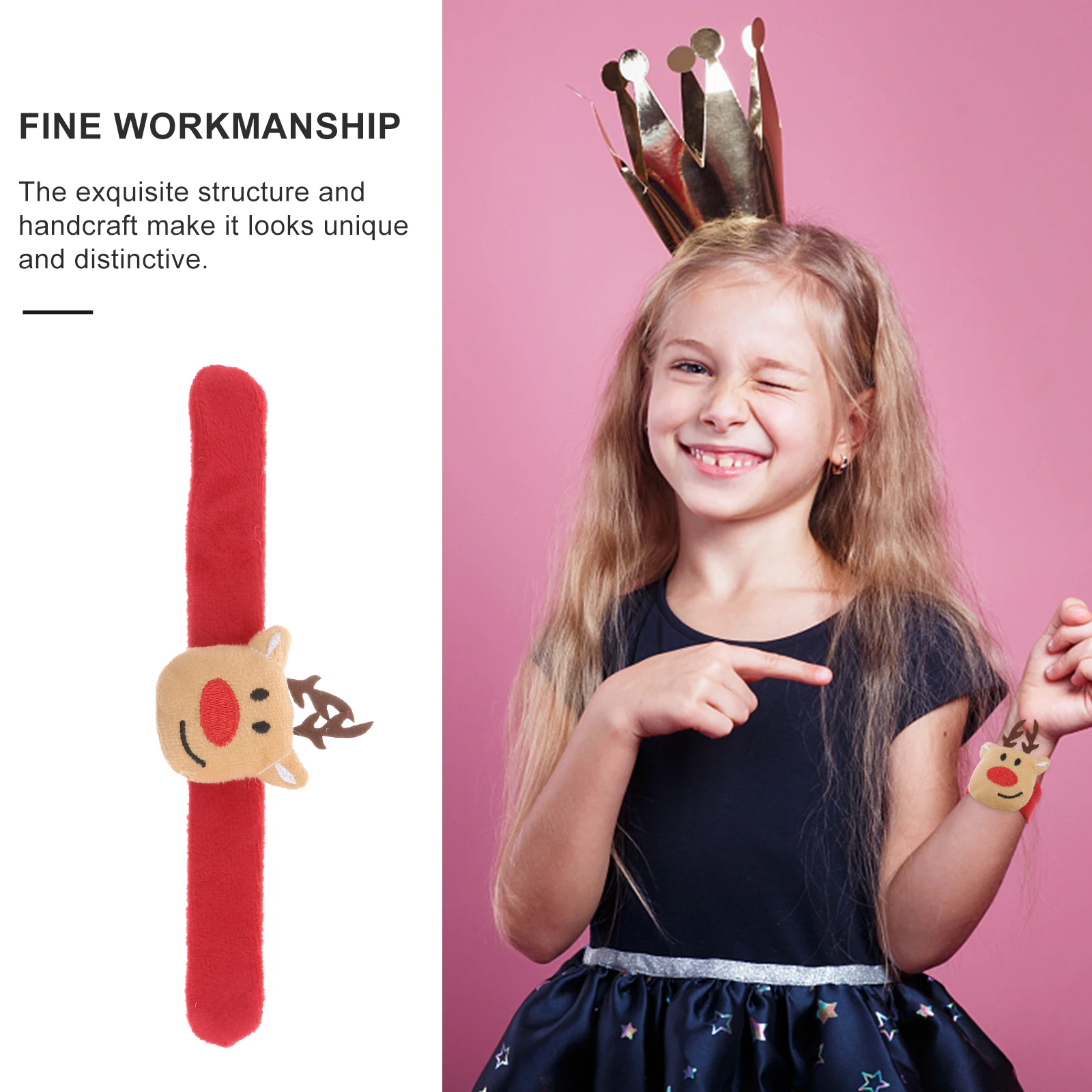

Christmas Snap Bracelet Cartoon Wristband Patting Hand Band Party Favor Funny Gift for Children Kids (Elk)