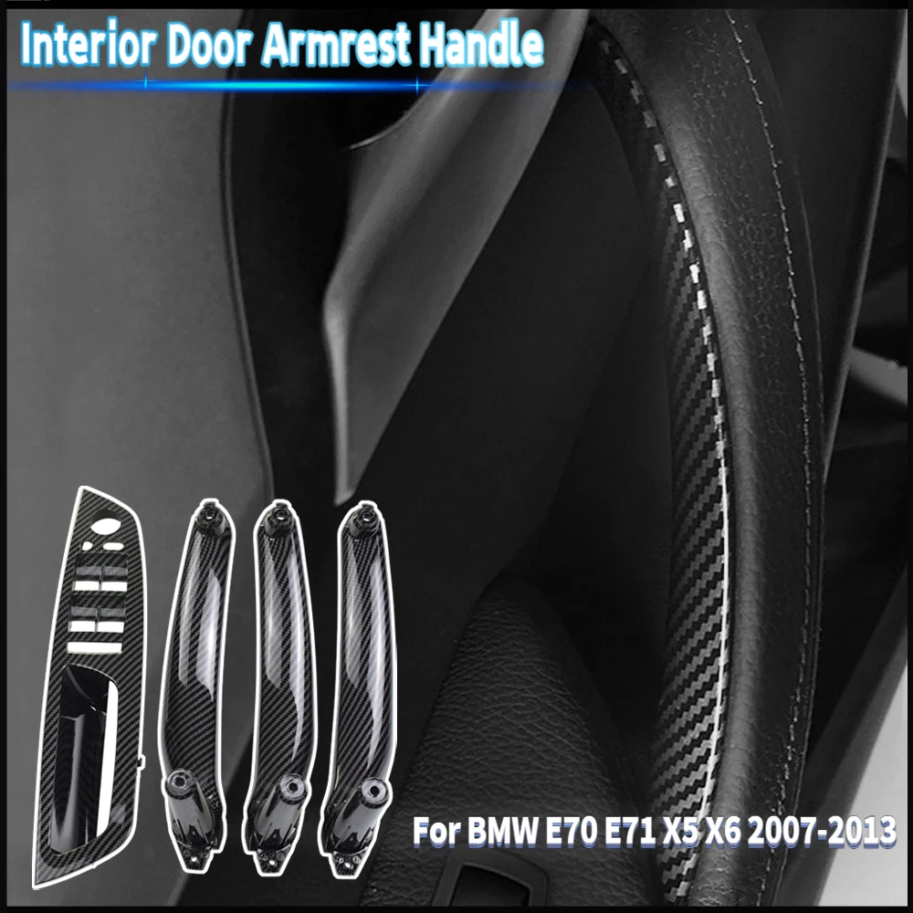 LHD RHD Carbon 4-teiliges Innentürgriff-Panel-Kit Ersatzteile Dekoration für BMW X5 X6 E70 E71 2007-2013 – Detail 3