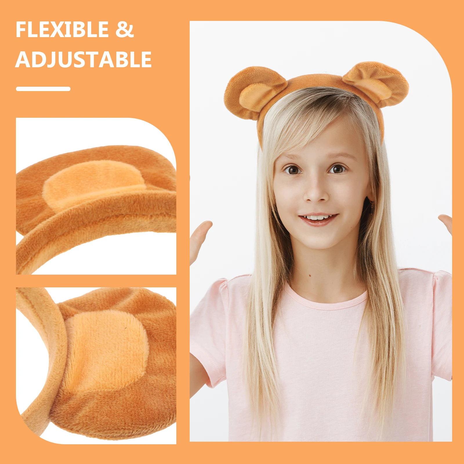 

3pcs Monkey Ears Headband Brown Soft Hairband Party Cosplay Costume Accessories Girls Animal Ear Prop Festival for Halloween