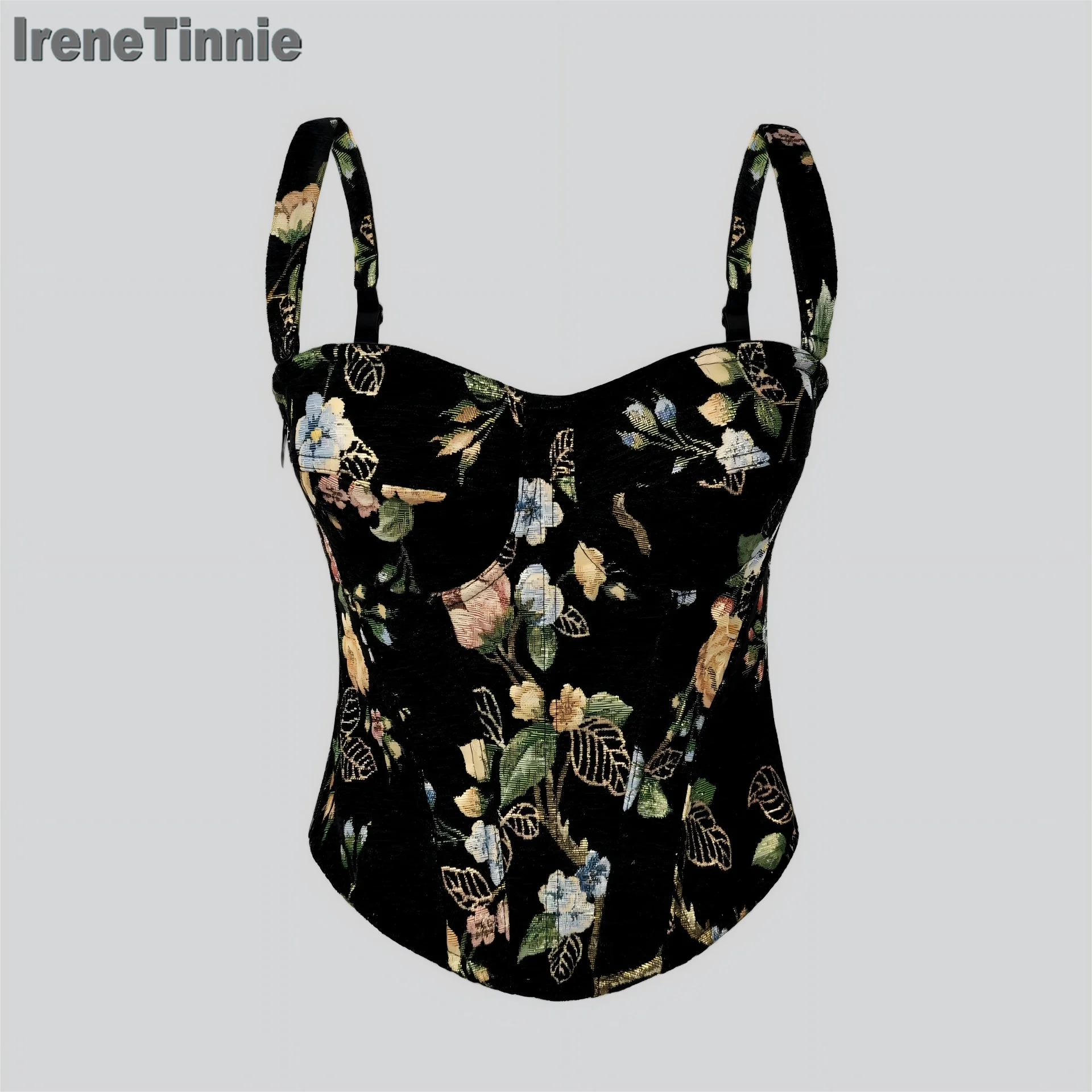 

IRENE TINNIE модный короткий укороченный топ бархатные бюстье с цветочным принтом сексуальный корсет модная майка женский корсет-бюстгальтер Y2K одежда