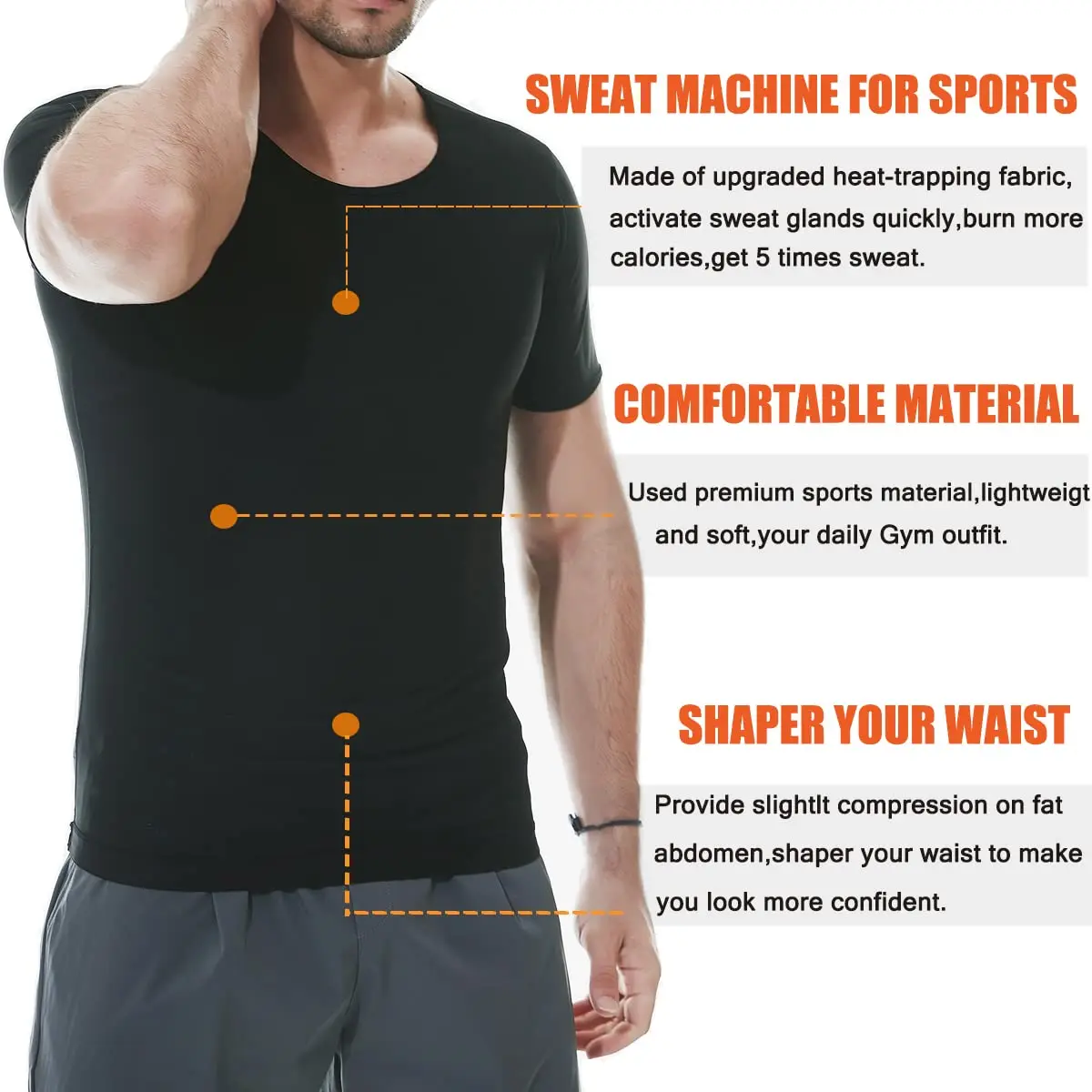 Men Sauna Suit Shirt Shapewear Sweat Body Shaper Vest Slimmer Saunasuits Compression Thermal Top Fitness Workout Waist