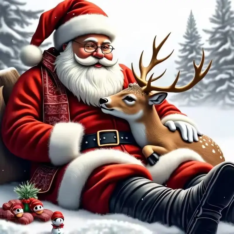 

CHENISTORY Diamond Painting Santa Claus And Deer Full Square Round Mosaic Diamond Embroidery Cat 5D DIY Cross Stitch Home Decor