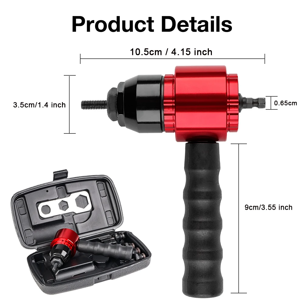 M3 M4 M5 M6 M8 huishoudelijke moer klinkmachine, industriële kwaliteit DIY plug-in moer snelklinkgereedschap, elektrische klinkmoer pistool converter, draadloze moer klinkmachine, gebruikt met elektrische boormachine