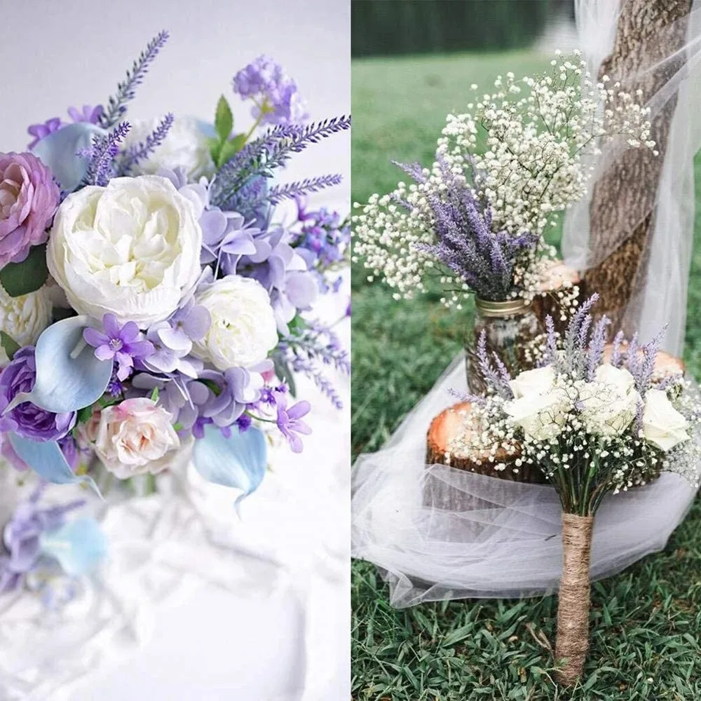 Lila künstliche Lavendelblüten, Blumenstrauß, künstliche Pflanze für Heimdekoration, Garten, Weihnachten, Hochzeit, Dekoration, Vasenzubehör für den Innenbereich – Detail 2