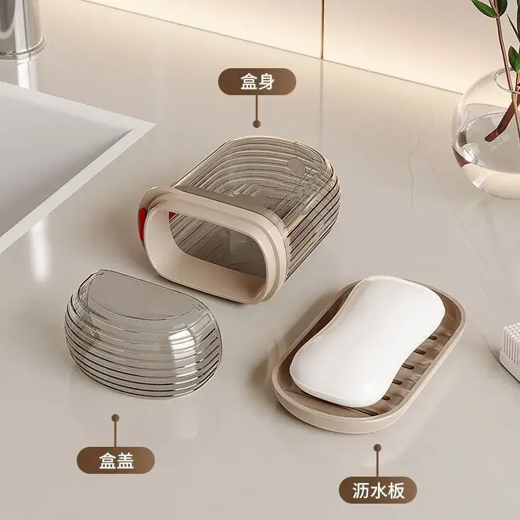 1PCS Portable Plastic Soap Case for Travel Container Dish Tray Travel Soapdish with Drain Portable Soap's Holder with Cover image 6