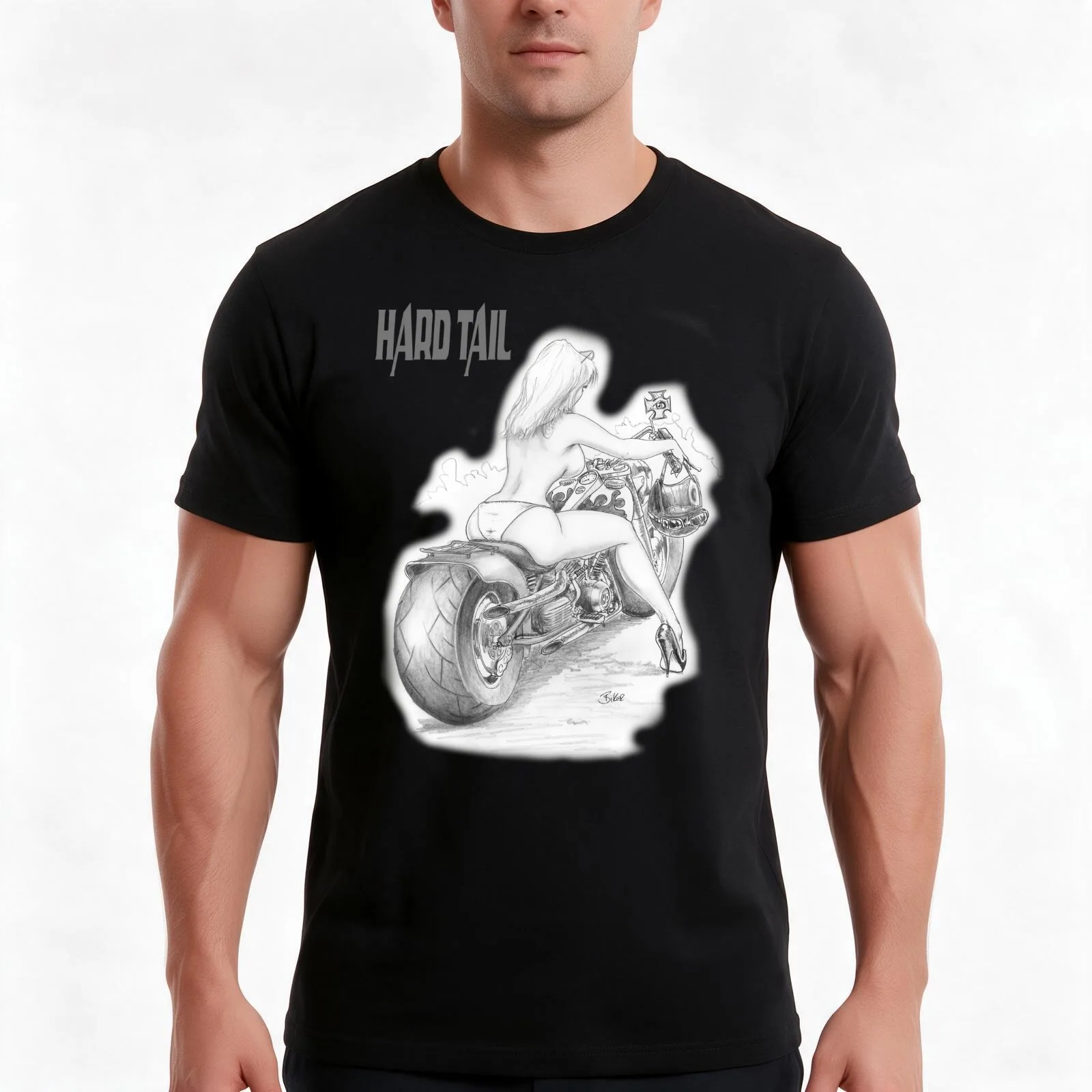 Hard tail T-Shirt, Summer Casual Cotton Tee, Oversized Streetwear Tops, Vintage Graphic Print, Loose Fit Short Sleeve