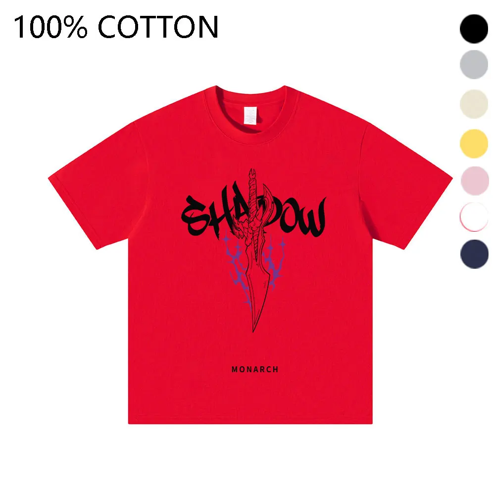 Men's 100% Cotton T-Shirt Shadow Dagger Graphic Casual Crew Neck Short Sleeve Streetwear Hip Hop Summer Tee
