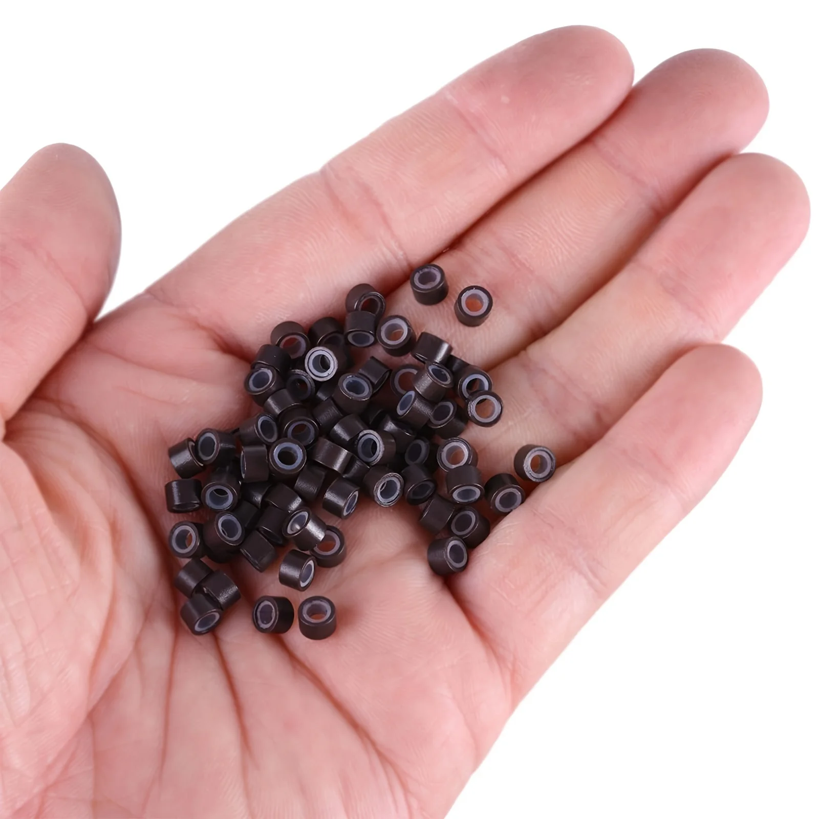 100 шт., микрокольца для наращивания волос, бусины 5 мм, бусины с силиконовой подкладкой для наращивания человеческих волос, инструмент-разноцветные