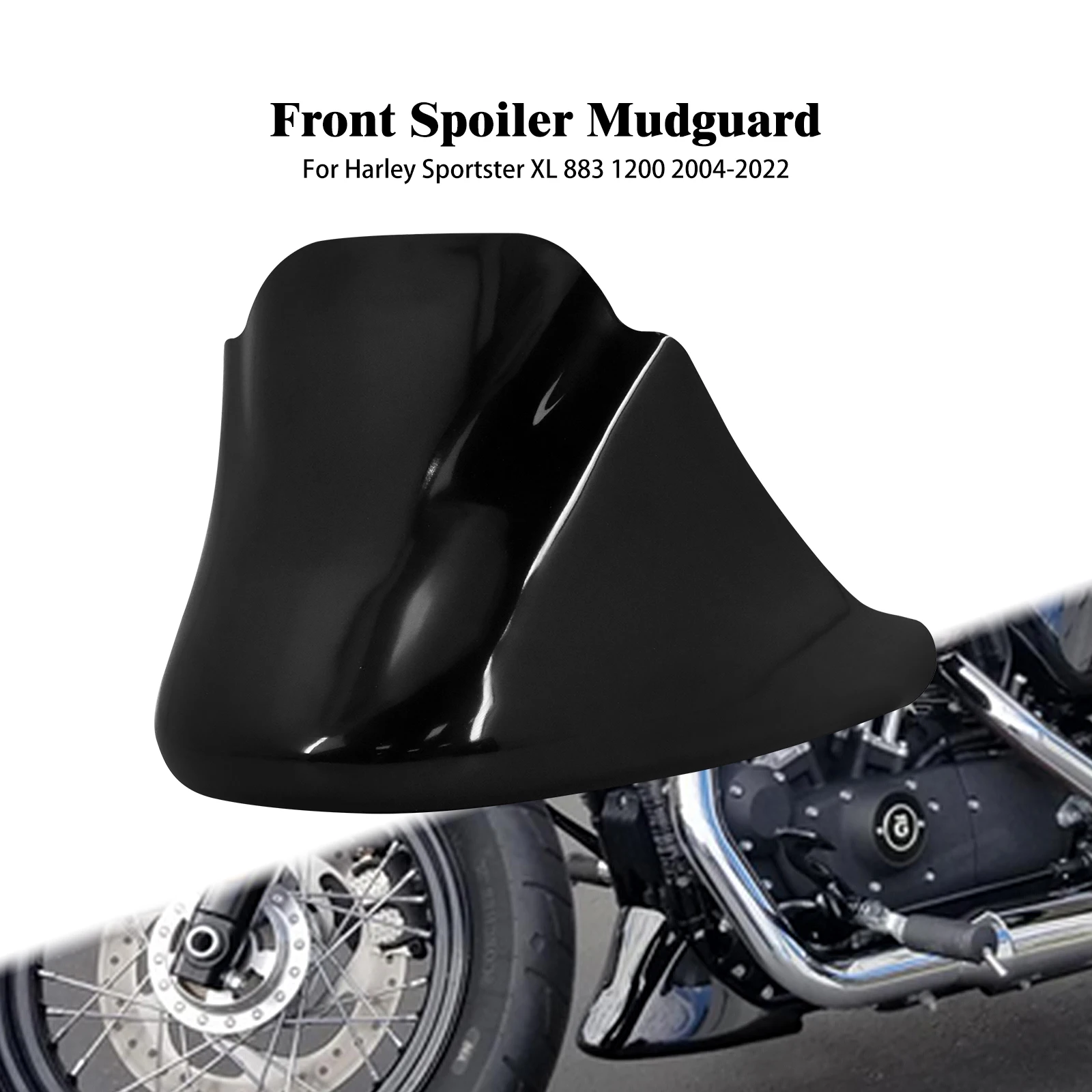 

Motorcycle Front Bottom Spoiler Mudguard Air Dam Chin Fairing Gloss Black For Harley Sportster XL 883 1200 Super Low 48 2004-22