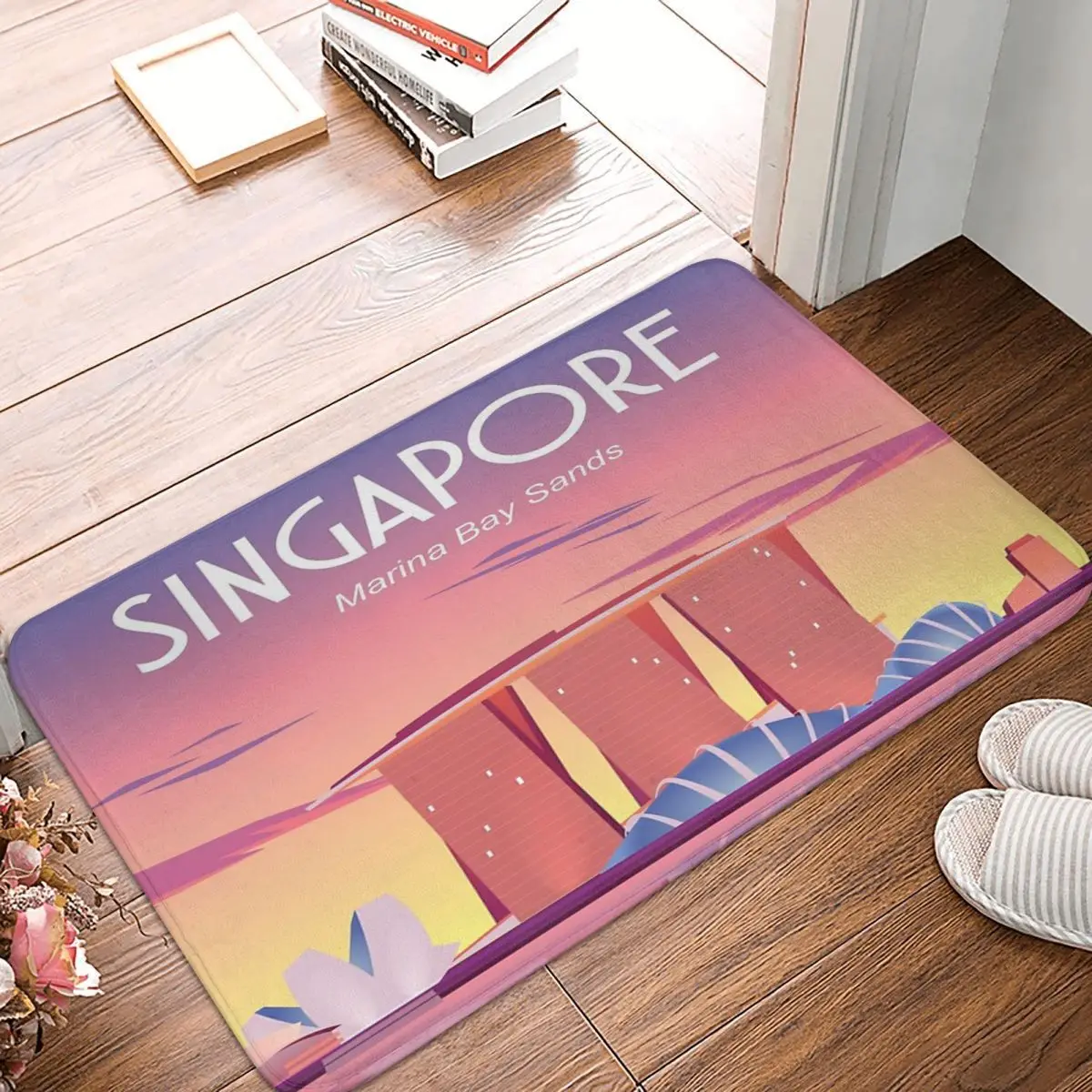 싱가포르 여행 포스터, 마리나 베이 샌즈 변기 매트, 욕실 매트, 러그 카펫, 침실 태피스트리 