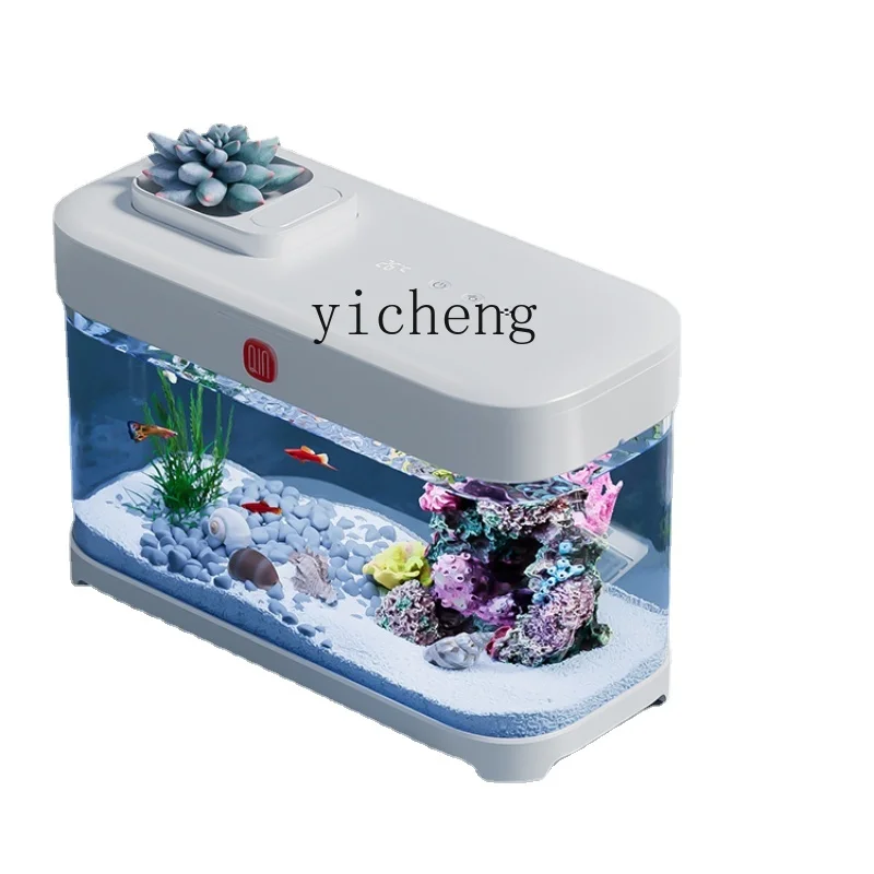 

Tqh Change Water Household Desk Ecological Living Room Small Self-Circulation Desk Small Fish Tank