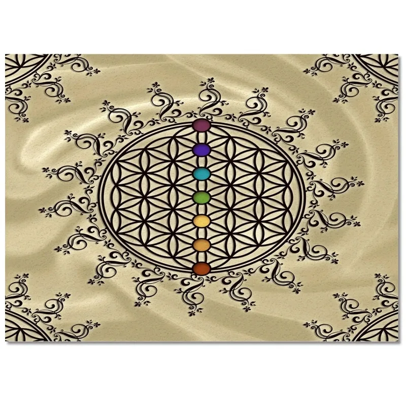 Flower of Life Yoga Zen Carpet for Home  Living Room Bedroom Bedside Decor Large Anti-slip Area Rug Kids Baby Crawling Mats