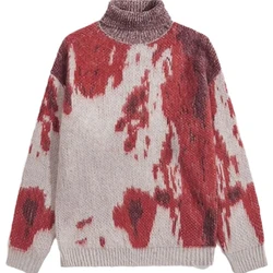 2024 European and American cross-border fashion trend hanging dye sweater winter loose knit sweater small round neck long sleeve