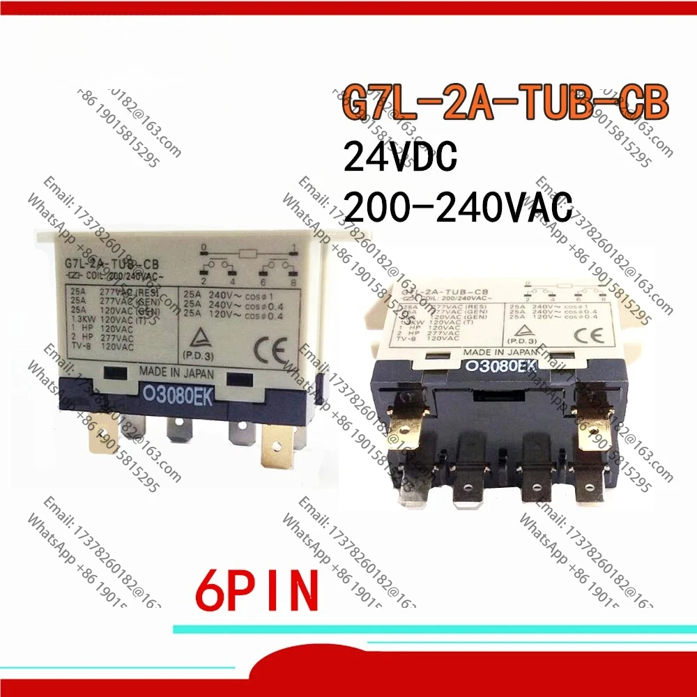 

2PCS NEW High-power relay G7L-2A-TUB-CB 24VDC G7L-2A-TUB 200/240VAC 100-120VAC G7L 2A TUB 25A Air conditioning relay