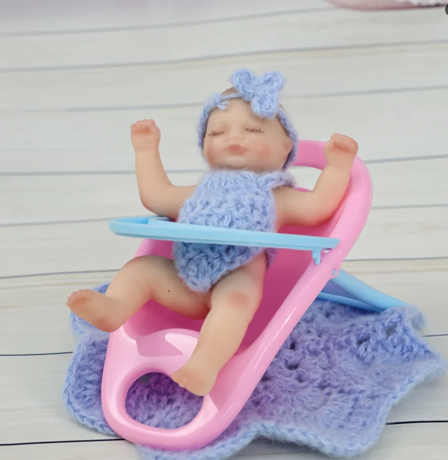 Cloveray 12 cm corps complet Silicone réaliste Reborn bébé poupée réaliste Silicone poupée tricoté pull poupée jouets faits à la main cadeaux pour enfants