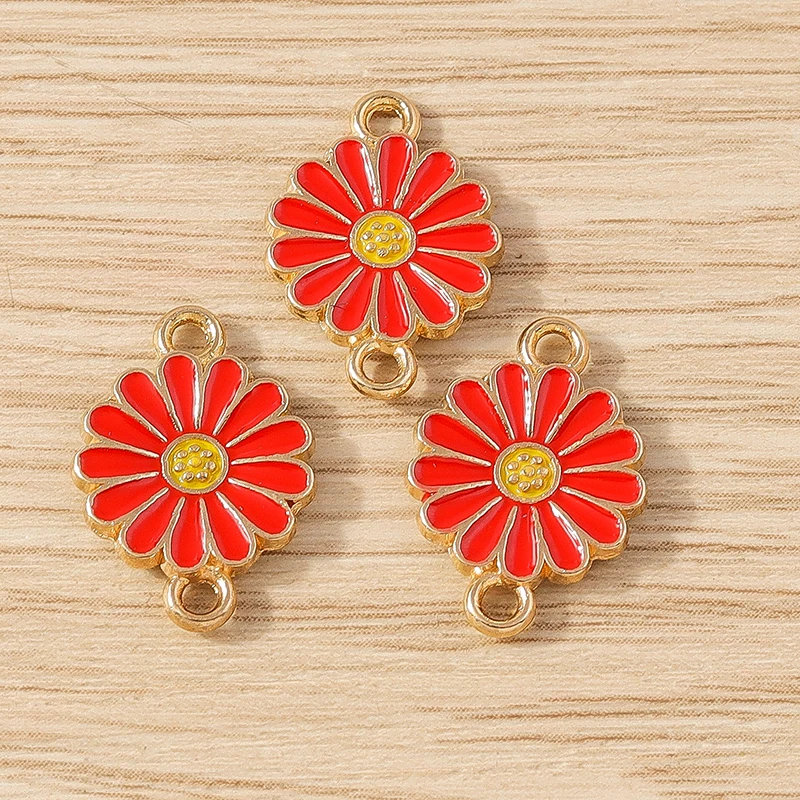 10 stücke 14x18mm niedlichen Emaille Blume Charms Anschlüsse für Schmuck Herstellung Armbänder Halskette Ohrringe DIY handgemachte Handwerk Zubehör – Detail 14