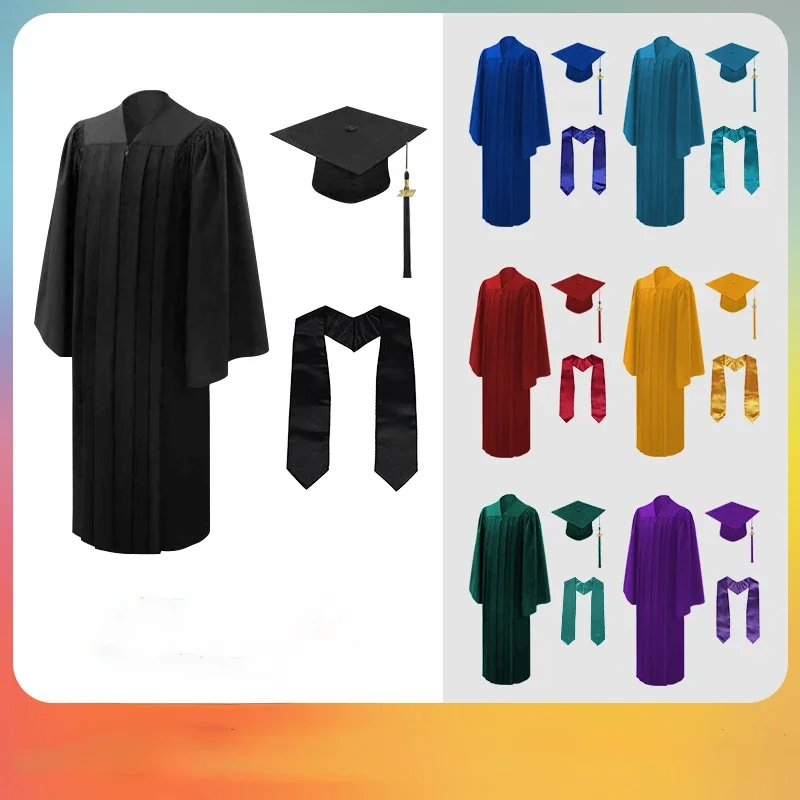 

2024 new American university bachelor's robe with scholar hat school uniform set master's uniform doctoral suit