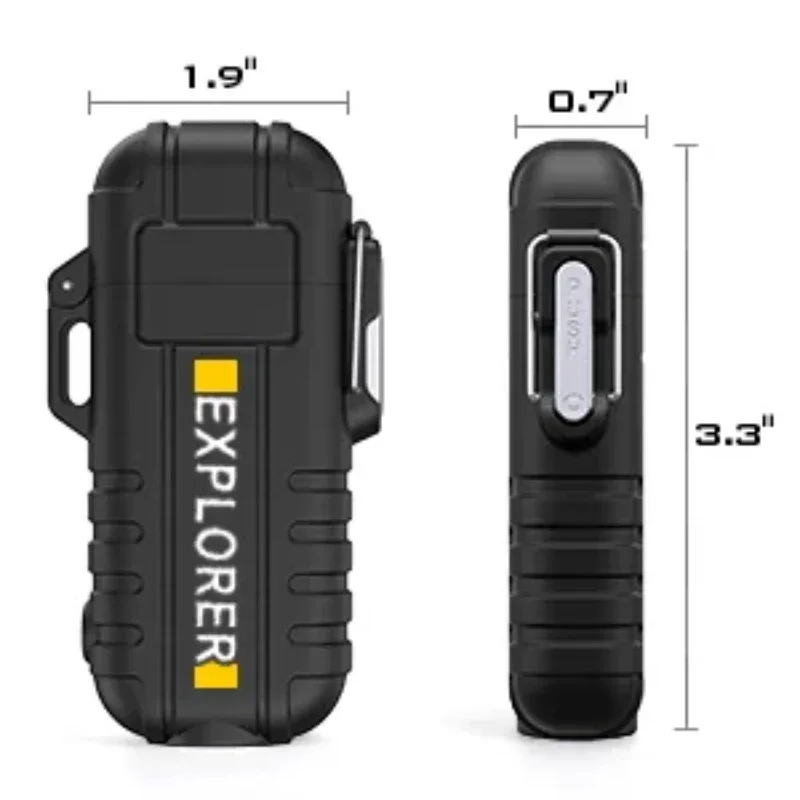 Waterproof Plasma Lighter with flashlight Custom Windproof Arc Lighter Outdoor Usb Lighter Survival Whistle and Lanyard