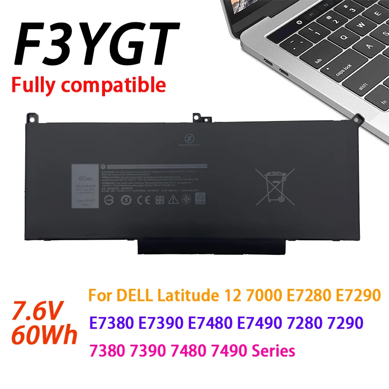 F3YGT Laptop Battery For Dell 7480 2X39G Latitude 7480 7390 7280 7290 7380 7490 E7280 E7480 E7490 12 7000 13 7000 14 7000 Series