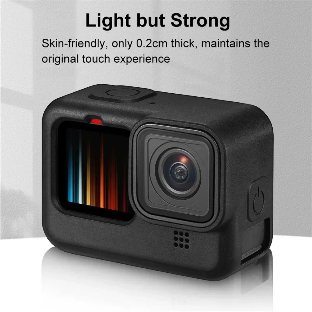 

For GoPro HERO12 Soft Silicone Protective Housing Case Cover with Wrist Strap Lens Cover For GoPro 12 11 10 9 Accessory