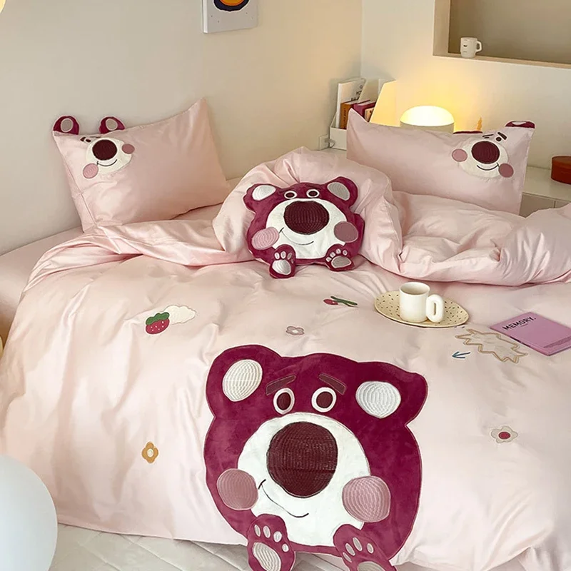 Imagem -02 - Disney Cotton Bedding Conjunto For Kids Margarida Mickey Lotus Duvet Cover Lençol Fronha Duplo Solteiro Rei Rainha Twin Size