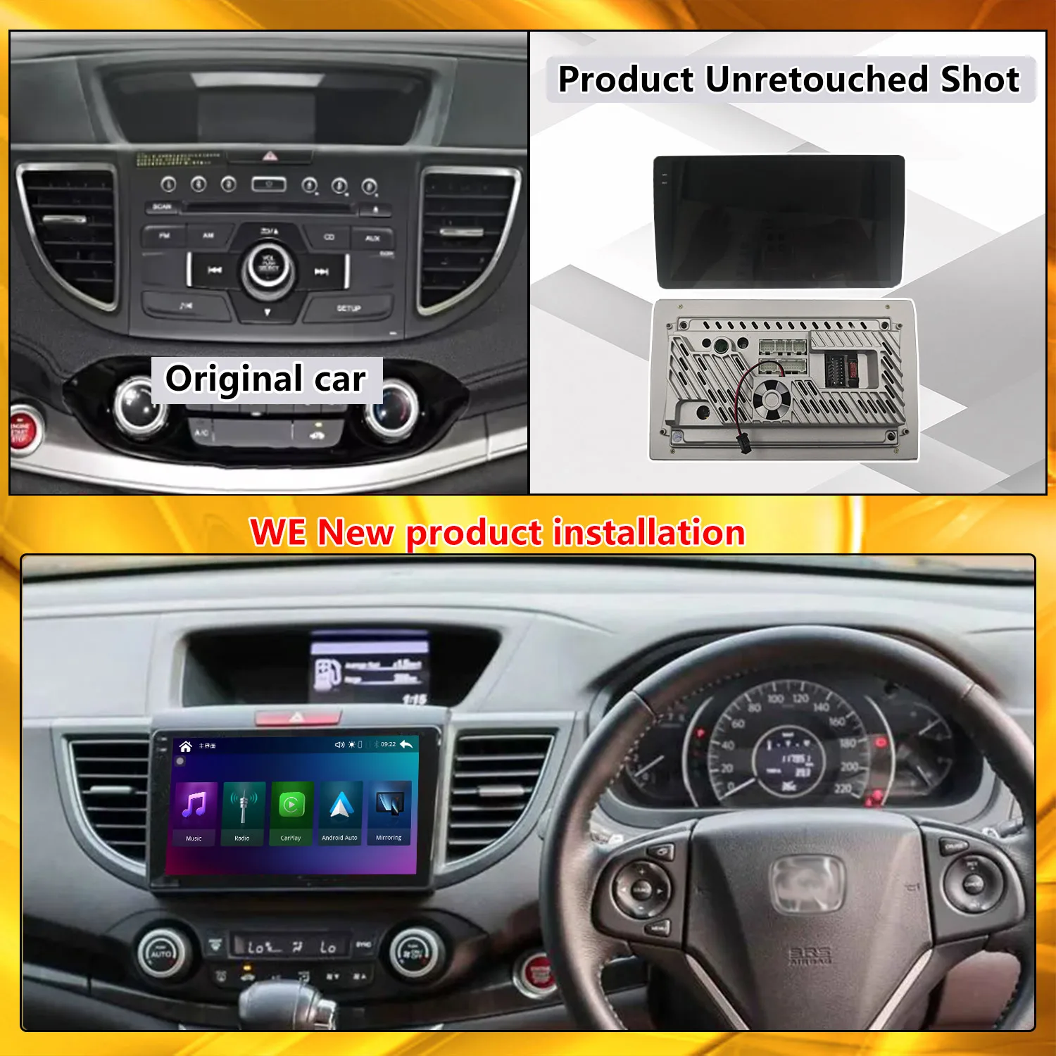 Radio Modify For Honda CR-V 2012-2016 Wireless Carplay Car Multimedia Player Upgrade Touch Screen Android Auto Car Play Linux