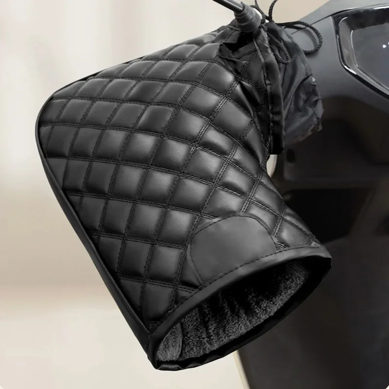 Winter Windproof Rainproof Motorcycle Handlebar Muffs Thick Fleece Lined Motorcycle Covers for Ebike Scooter Bike Warmer Gloves