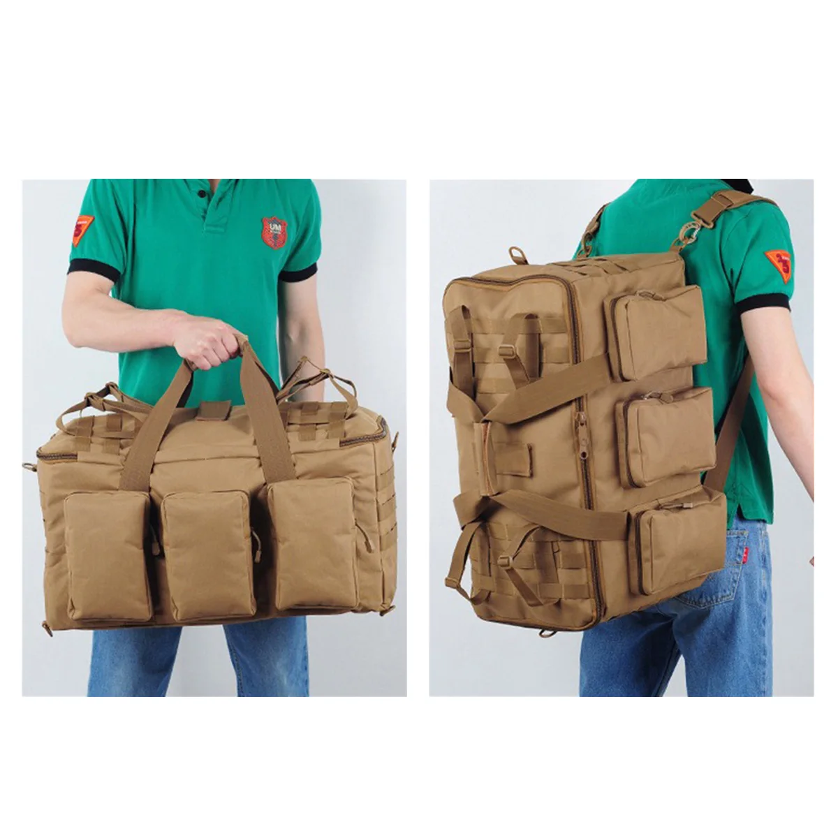 المشي لمسافات طويلة حقيبة سفر التخييم على ظهره التكتيكية في الهواء الطلق حقيبة كتف كبيرة متعددة الوظائف حقيبة عسكرية القماش الخشن حقائب اليد