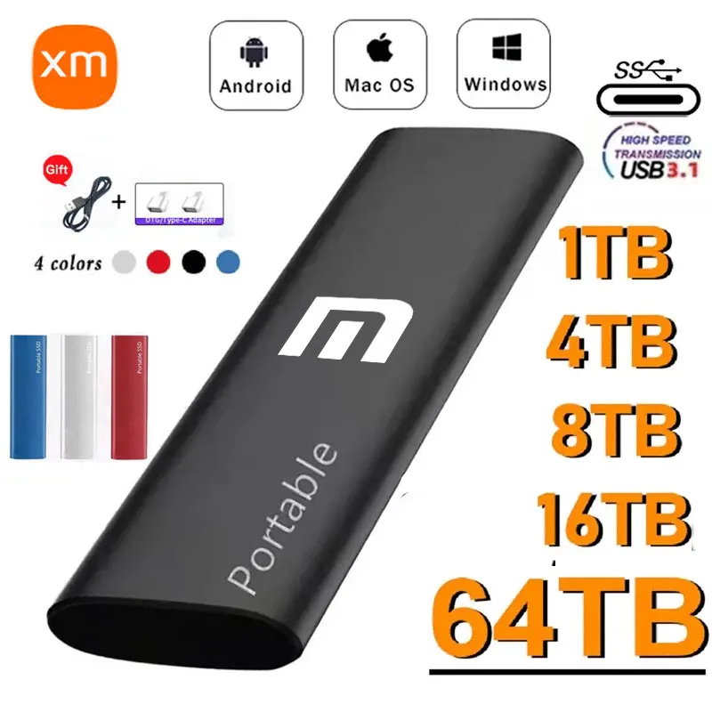 

Portable SSD External Hard Drive 1TB 2TB Mobile Solid State Drive USB 3.1 External hard disk ssd for xiaomi for Notebook Laptop