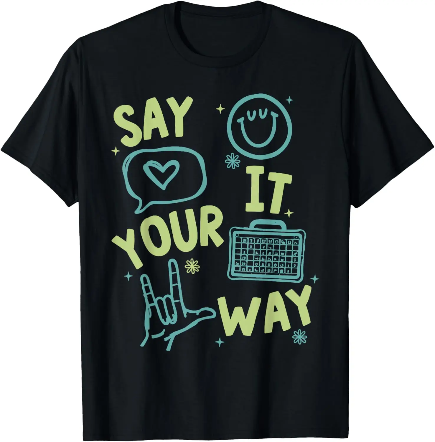 AAC Speech Therapy Communication Say It Your Way SLP T-Shirt Breathable, heavyweight pure cotton short-sleeve top—stylish, plus-size, and suitable for year-round wear with a sporty, casual vibe