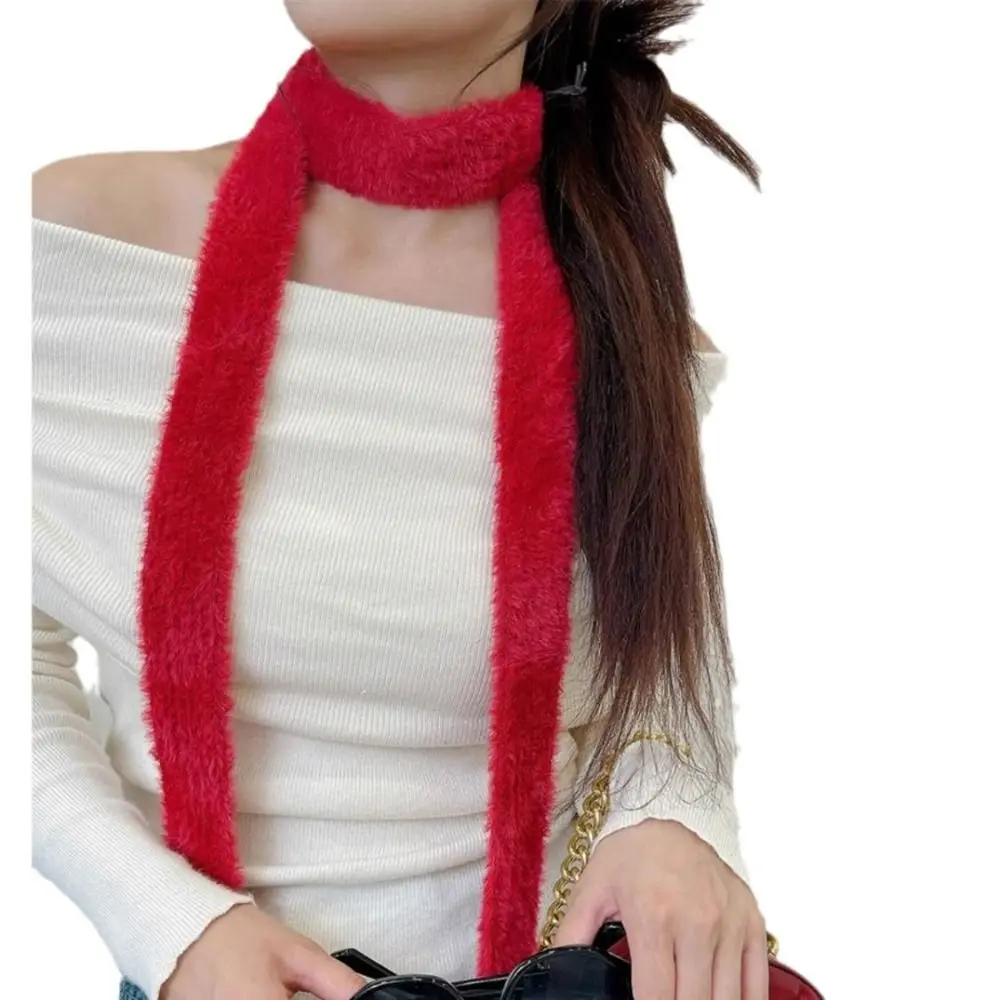 

Cute Solid Color Wool Shawl Y2K Dressing Decoration Knitted Scarf Harajuku Ribbon Long Narrow Scarves Ladies