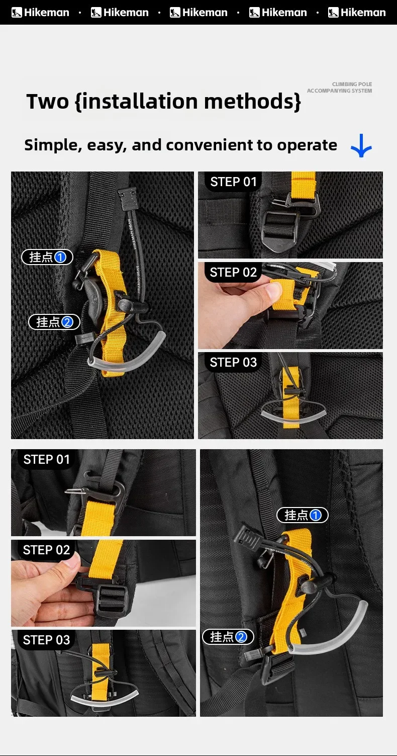 Wanderstock-Befestigungsriemen, Rucksack-Zubehör, einfache elastische Schlaufe, schnelle Installation, keine Demontage, Outdoor-Camping-Trekkingstockhalter – Detail 6