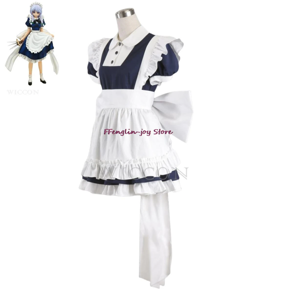 Anime Game TouHou Projec Izayoi Sakuya Cosplay Kostuum Pruik Meid Kledij Lolita Jurk Vrouw Sexy Kawaii Verjaardagsfeestje Pak