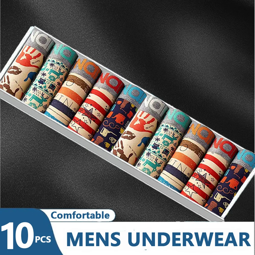 10 pezzi biancheria intima da uomo biancheria intima sexy confortevole e traspirante boxer da uomo mutandine maschili stampa boxer biancheria intima taglie forti L-4XL