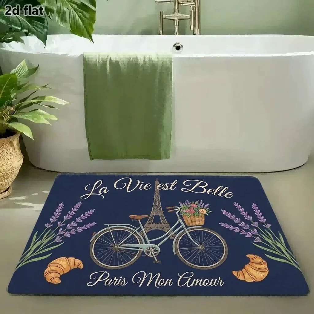 Diatom Mud Bathroom Floor Mat Square, Water Absorbing Non-Slip Bath Rug with Rubber Base for Toilet and Entrance