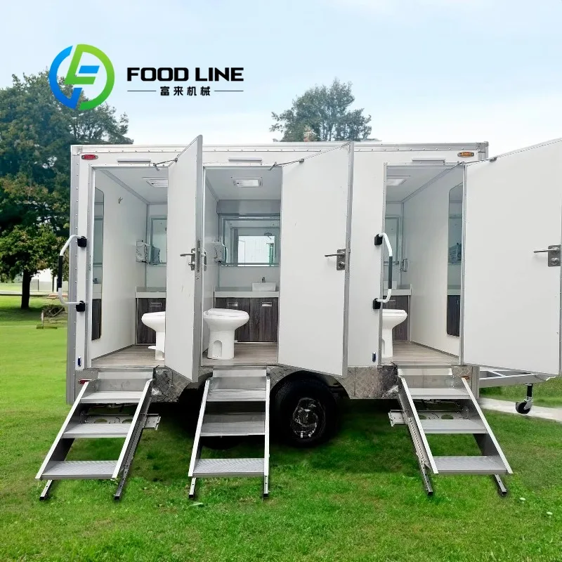 

Three Person Portable Restroom Triple Stall Design For Outdoor Construction Site Park Beach Festival And Public Event Use