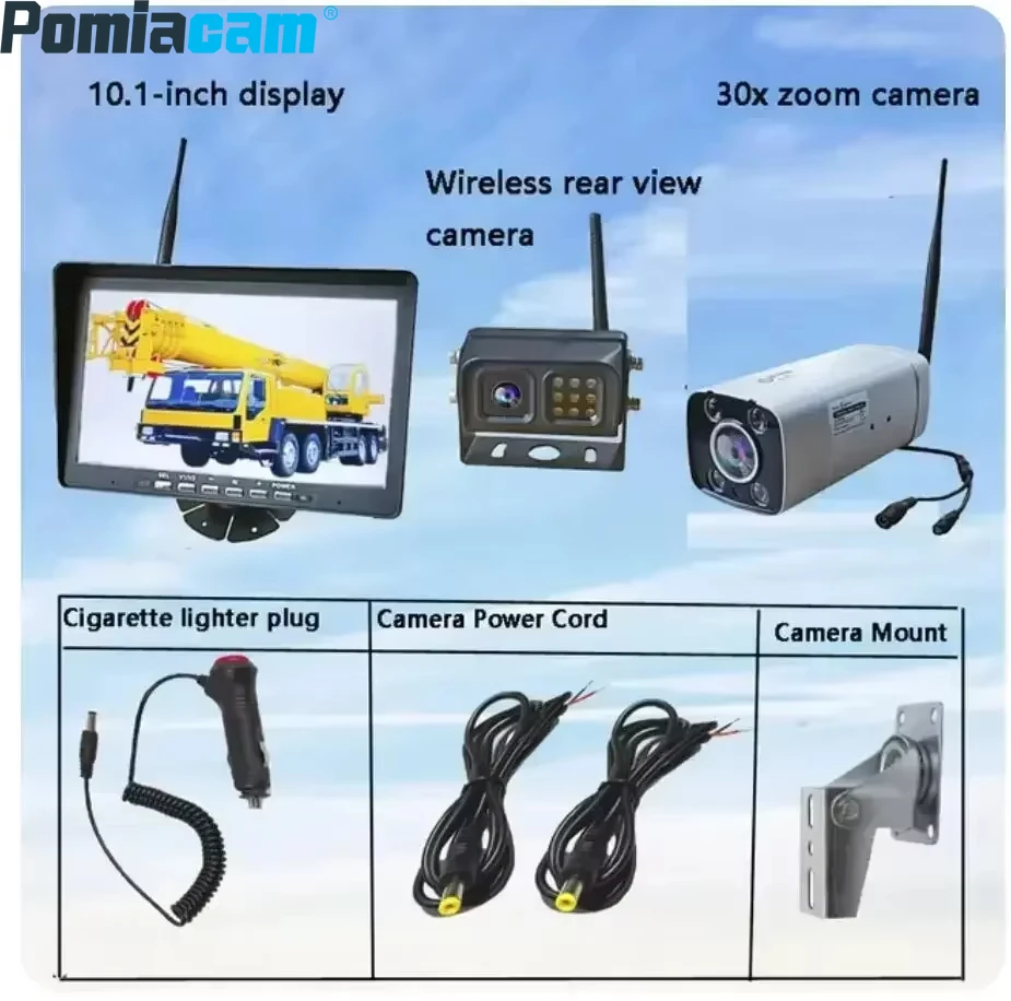 

Wireless Monitor Waterproof Night Vision Monitor 8X/30x Zoom 9" IPS Screen Loop Recording CCTV Camera 1080P for Tower Crane