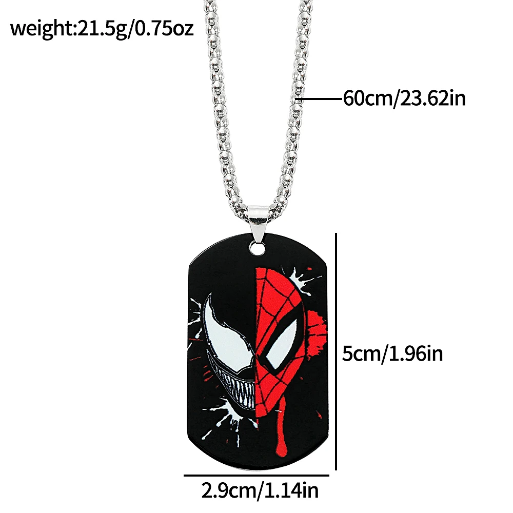 Marvel Superhero Spiderman Necklace Fashion Cool Double Sided Pattern Spiderman Neck Chain For Women Men Jewellery Gifts