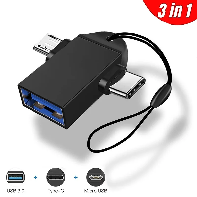 2 In 1 Type-C Micro USB OTG Multi-Function Adapter USB 3.0 Data Transmit Converters For PC Laptop Tablet Hard Disk Drive MacBook