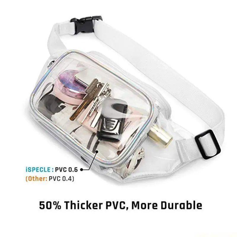 X90D Women Transparent Waist Fanny Pack Belt Bag Travel Hip Bum Small Purse Chest Pho