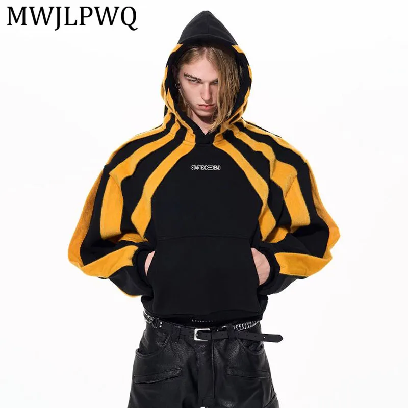 

Мужская толстовка MWJLPWQ из искусственного меха с капюшоном, осенне-зимняя, контрастных цветов, теплая, утолщенная, повседневная, 13072