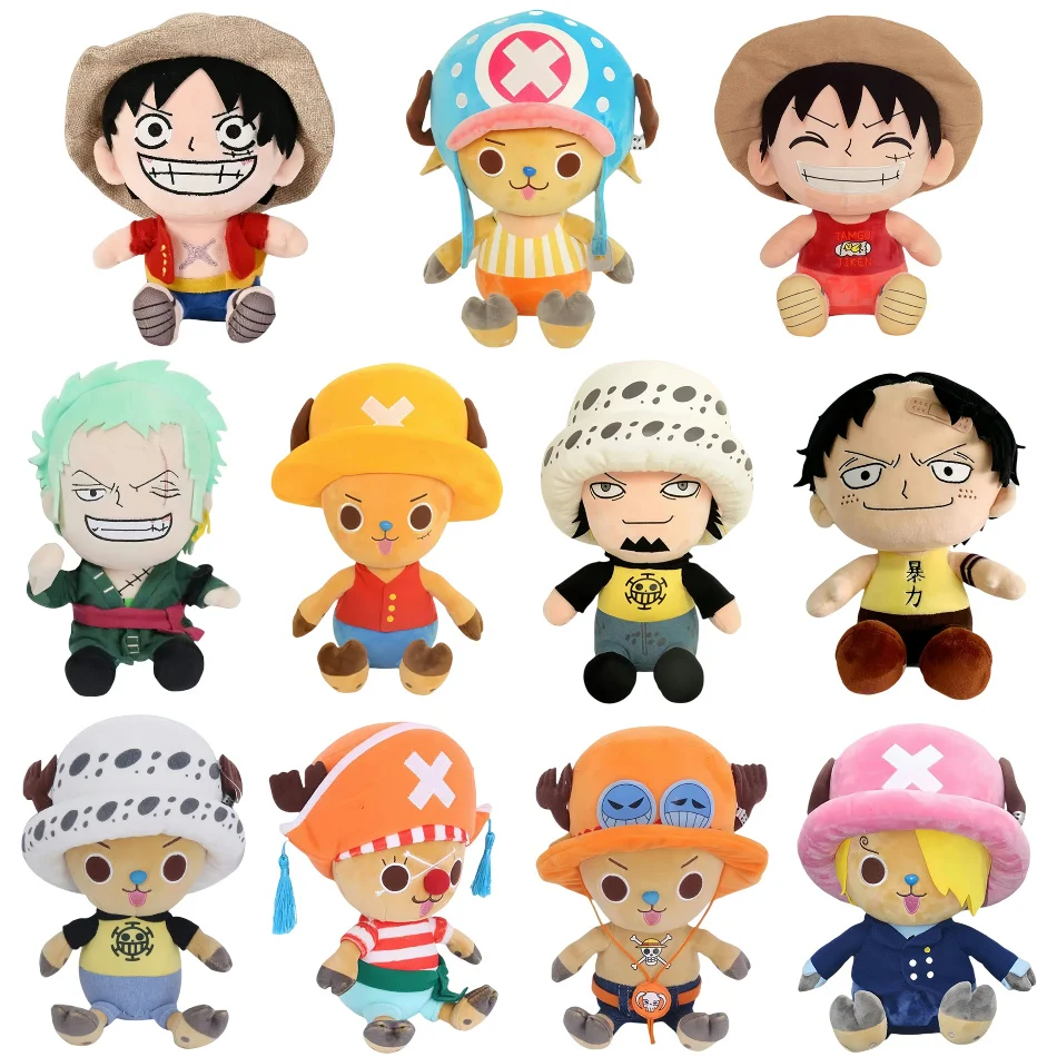 Original 25CM One Piece Anime Figures Cosplay Plush Toys Zoro Luffy Chopper Ace Law Cute Doll Cartoon Kids Xmas Gift